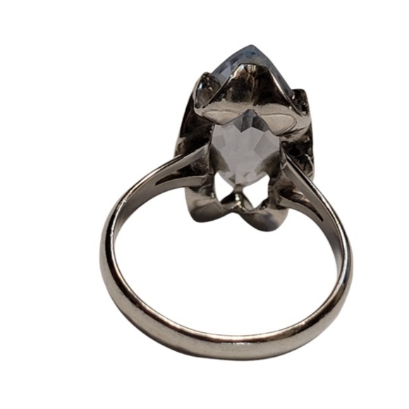 VINTAGE .925 Scalloped Sterling 5 Carat Marquise Cut Aquamarine Stone - Picture 7 of 15